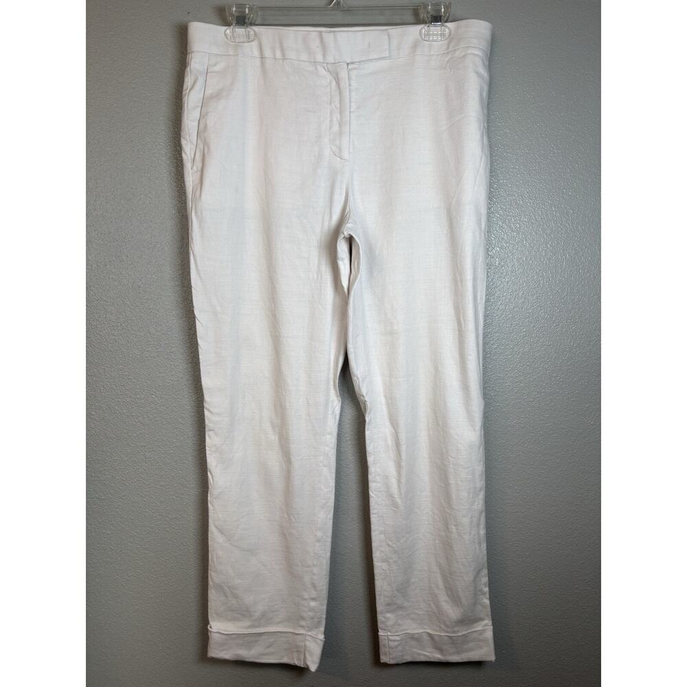 Ann Taylor Chino Pants Sz 8 White Cream Linen Blend‎ Dress Pant Women's